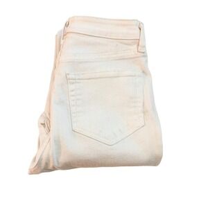 L'Agence High Line Skinny High Rise Destruction White Denim Jeans Size 25